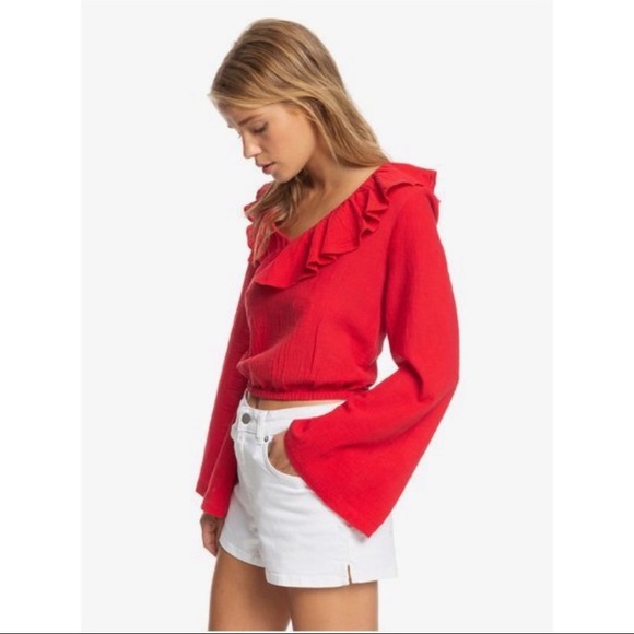Roxy Bell Sleeve Crop Top - NWT - Picture 5 of 13